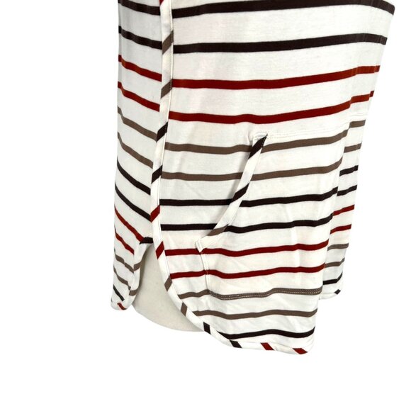 Market & Spruce Striped Hooded Long Sleeve Top Ivory Red Brown Size Large NWT - Picture 6 of 11